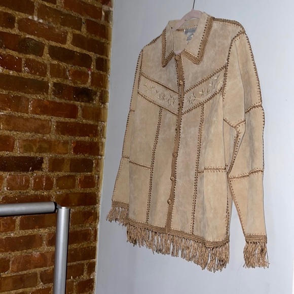 NWOT Dress Batn Boho Fringe leather Blend jacket - Picture 7 of 9